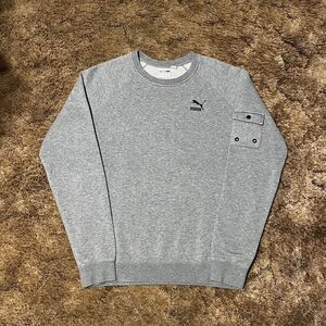Puma Small Logo Arm Pocket Crewneck Sweatshirt Grey Small